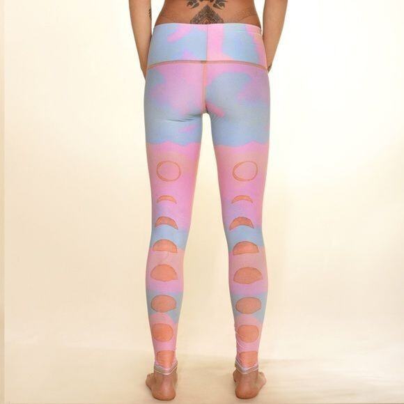 Teeki Leggings New Moon Pink Style Medium Pilates Yoga Athleisure Gym Fitness - Picture 3 of 7